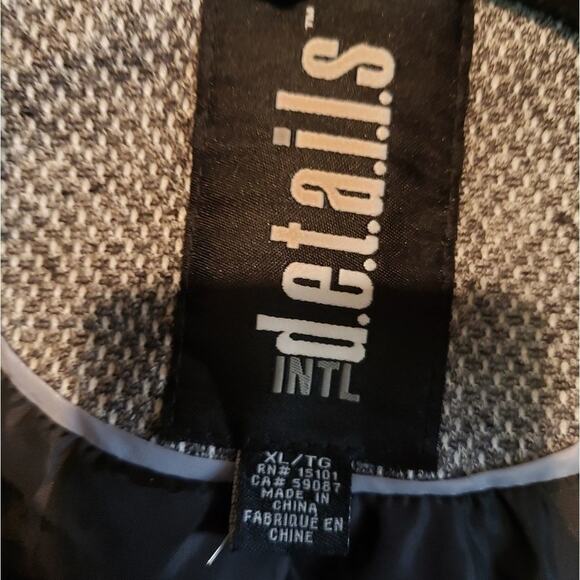 NEW, D.e.t.a.i.l.s Int tweed removable hood, pea coat jacket XL - Picture 8 of 11